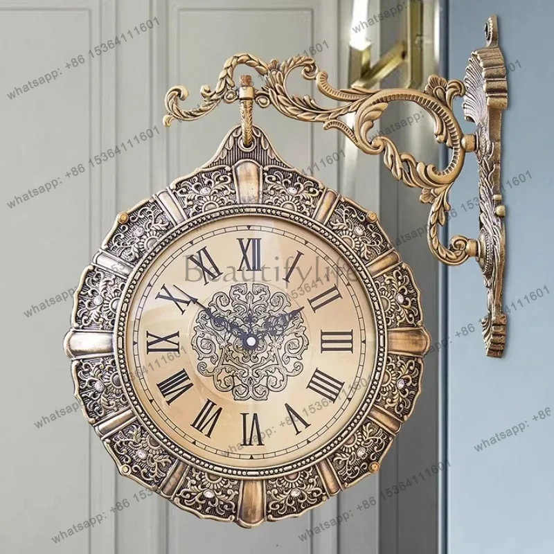 Luxury Lifestyle Aesthetics - 북유럽 복고풍 거실 벽시계 무소음 양면
