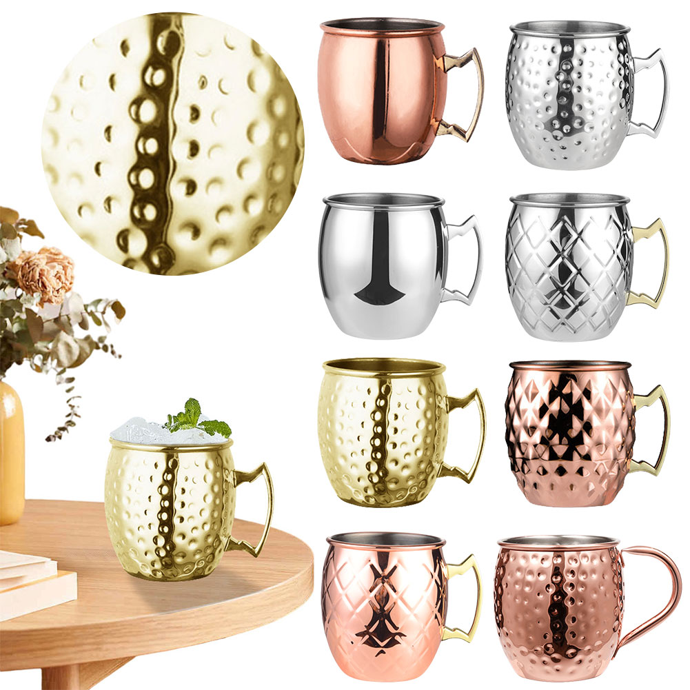 Copper Cocktail Mug - 스테인레스 스틸 망치 구리 도금 맥주