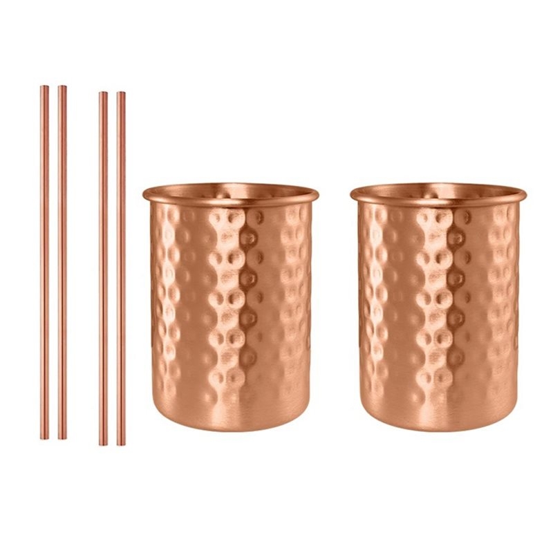 Copper Cocktail Mug - ABLU-2PC 400Ml 구리색 스테인레스 스틸 머그컵(빨대